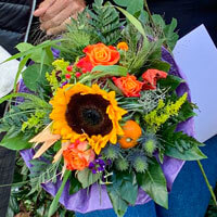 Blumenstrauß mit großer schöner Sonnenblume