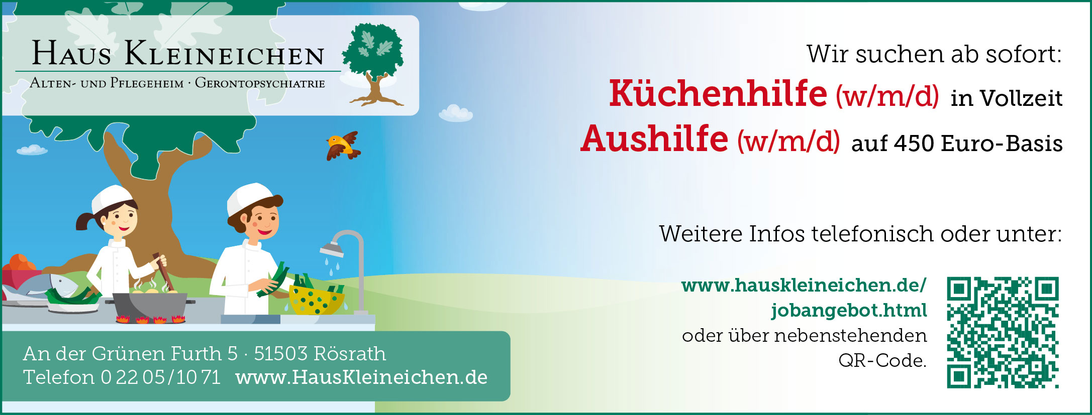 Stellenanzeige: Küchenhilfe/Aushilfe m/w