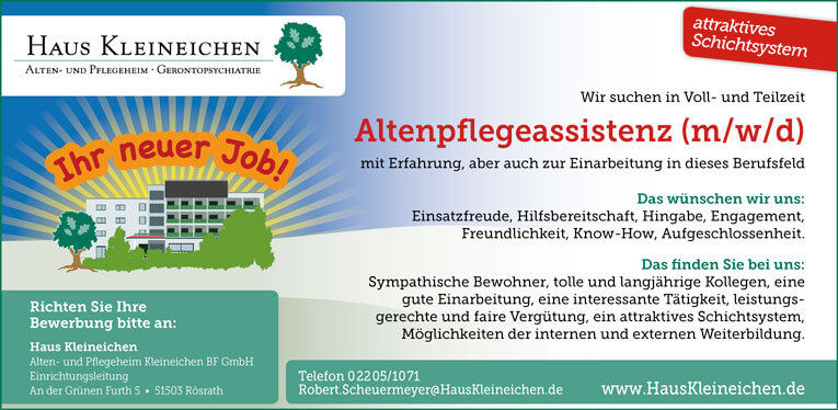 Stellenanzeige: Pflegeassistenz