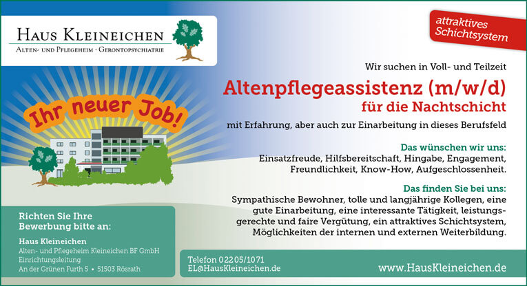 Stellenanzeige: Pflegeassistenz
