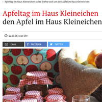 Bericht auf den Onlineseiten des "Bergischen Handelsblatt" über den Apfeltag des Haus Kleineichen