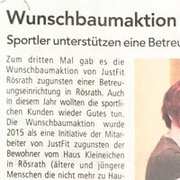 Bericht im Rösrather Rundblick« über die Wunschbaumaktion im JustFit