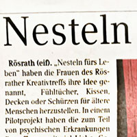 Ausschnitt aus dem Zeitungsartikel über das Projekt Nesteln