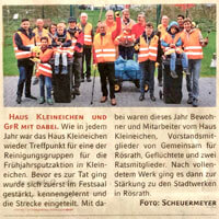 Zeitungsbericht im über die Putzaktion in Rösrath