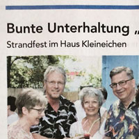 Ausschnitt eines Zeitungsartikel über das Strandfest im Haus Kleineichen